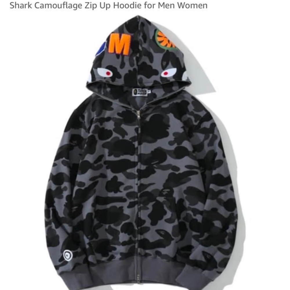 Kids Camouflage Hoodie - Black and Gray